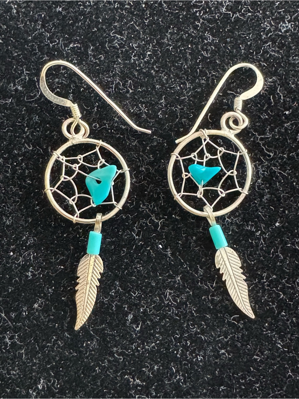 Turquoise Dreamcatcher Feather Dangle Earrings - Women Jewelry
